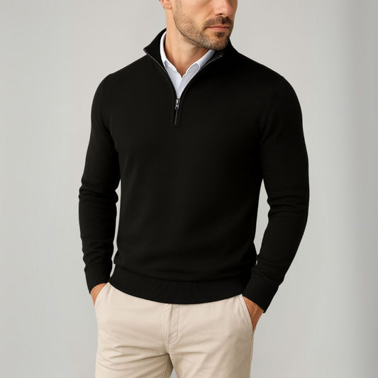 Men's Sweater with Zipper – Cotton, Slim Fit