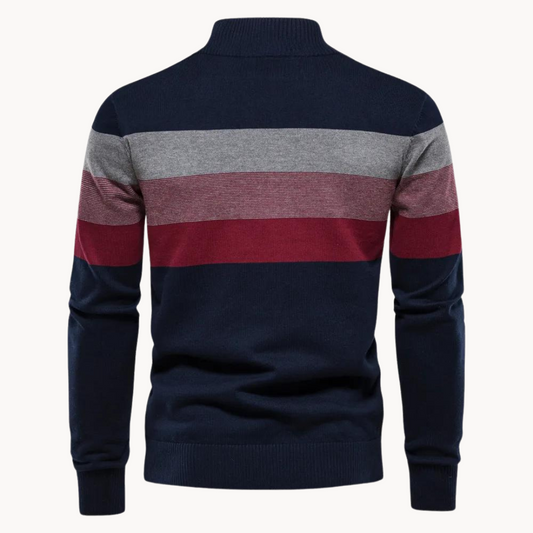 Herren Quarter-Zip Pullover – Gestreift & Modern
