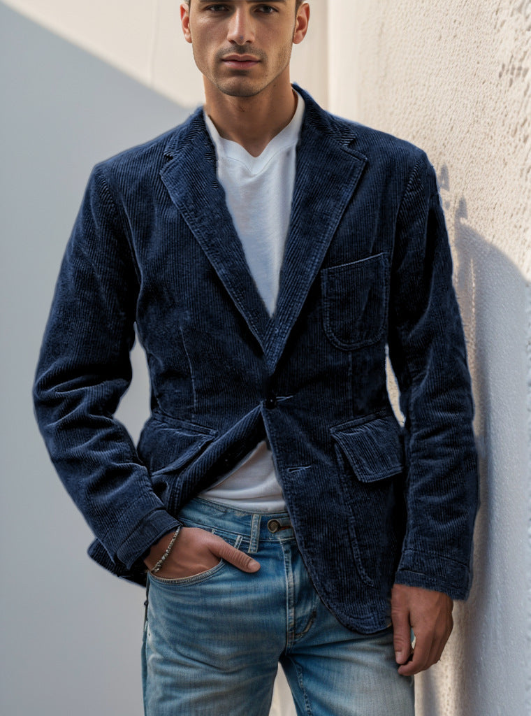 Herren Samt Blazer – Maßgeschneiderte Passform mit Revers & Einreiher