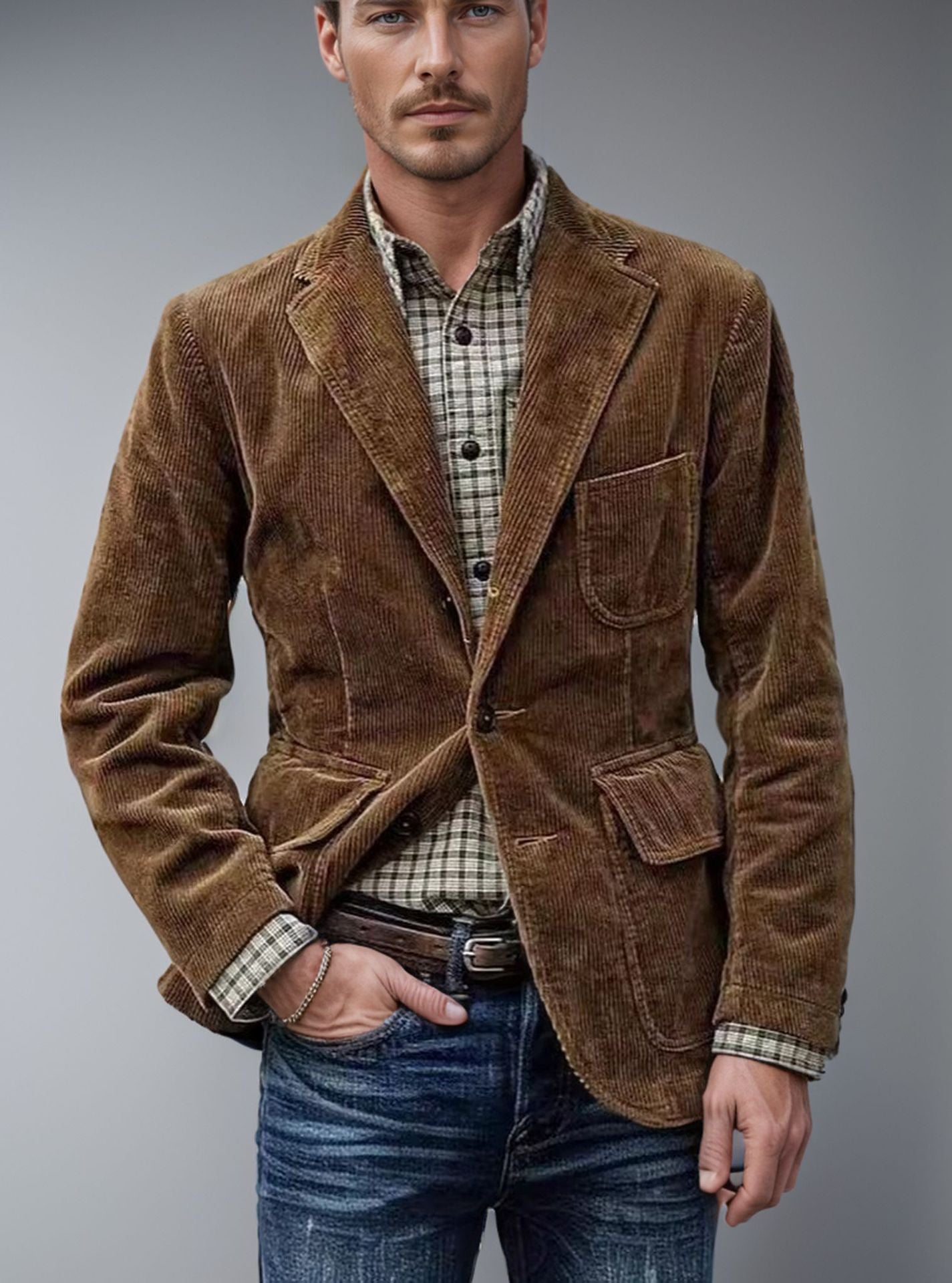 Herren Samt Blazer – Maßgeschneiderte Passform mit Revers & Einreiher