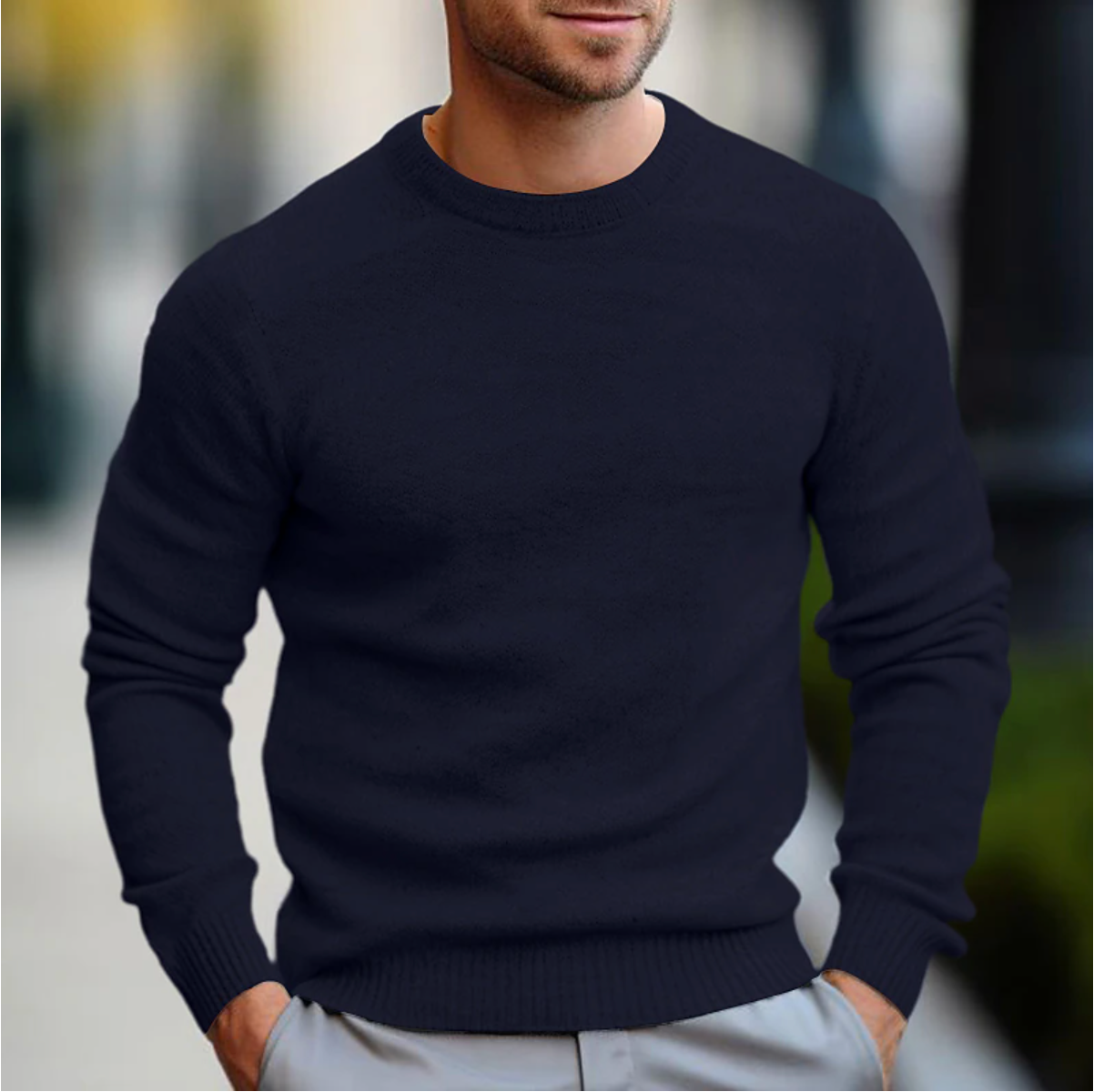 Men's Slim Fit Sweater – Casual Crew Neck