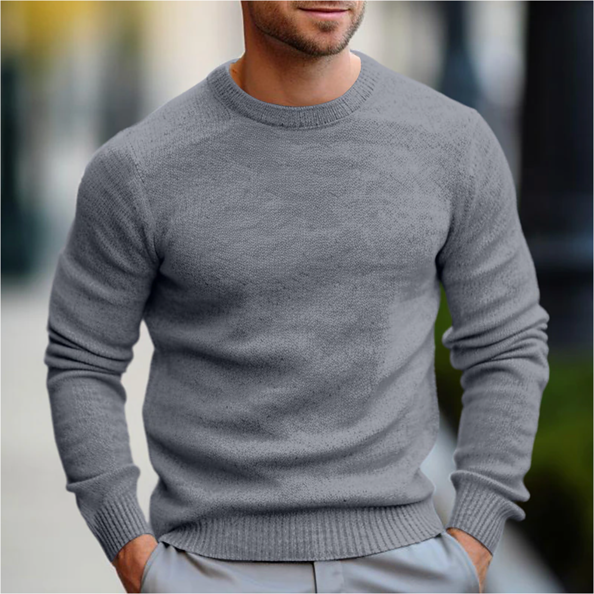Men's Slim Fit Sweater – Casual Crew Neck