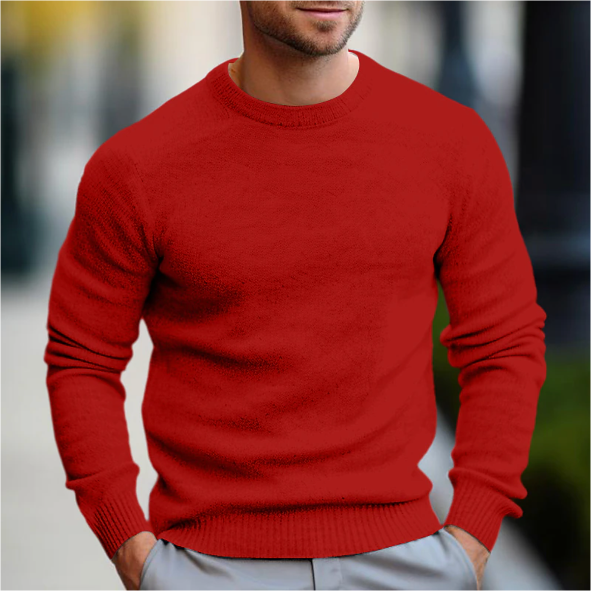Men's Slim Fit Sweater – Casual Crew Neck