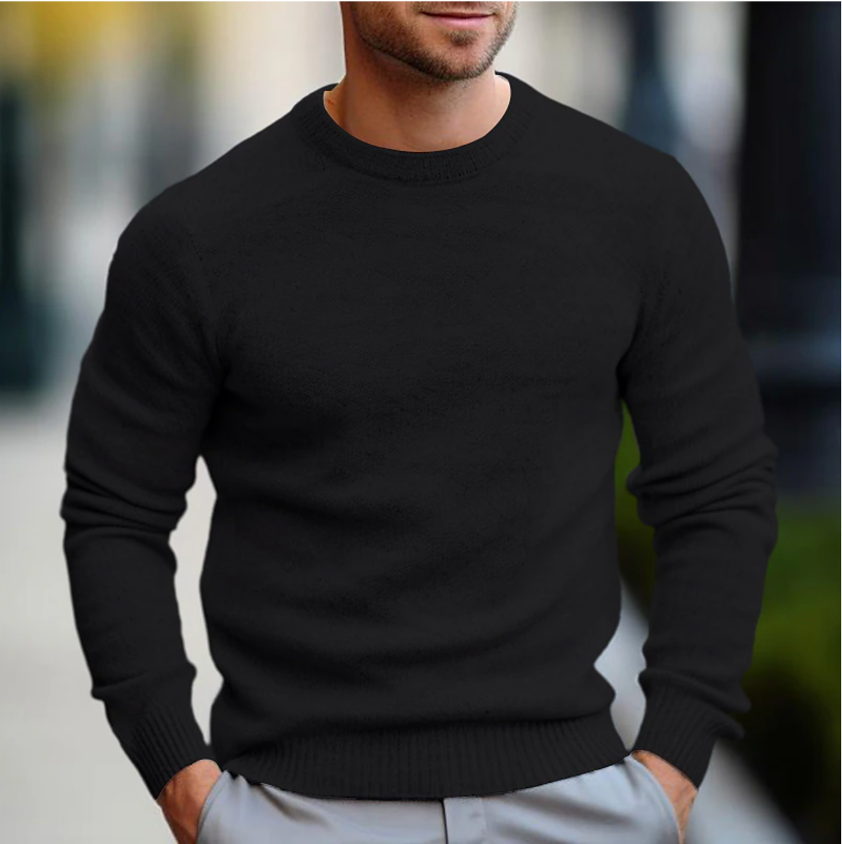 Men's Slim Fit Sweater – Casual Crew Neck