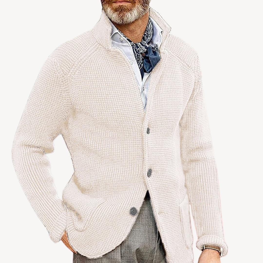 Men's wool knit cardigan – cardigan with buttons