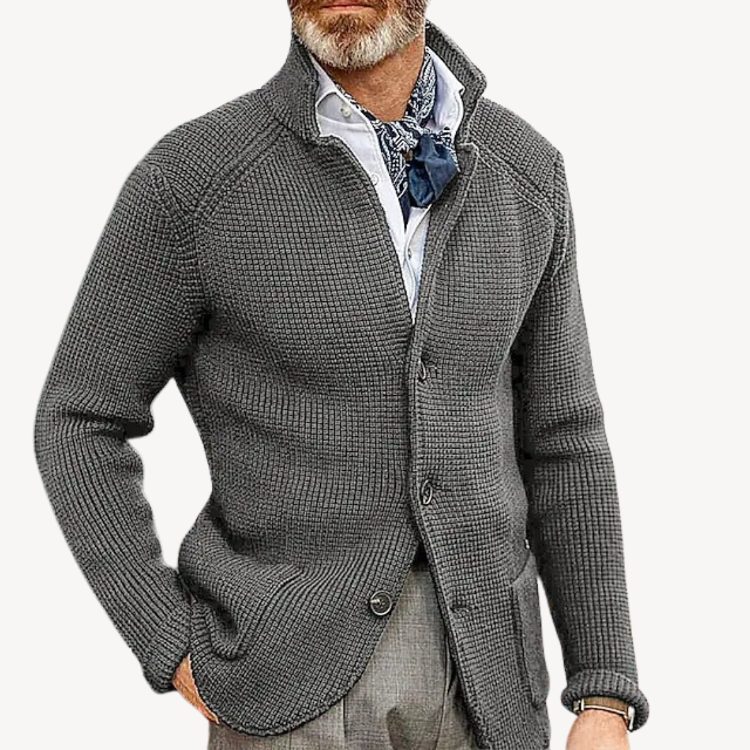 Men's wool knit cardigan – cardigan with buttons