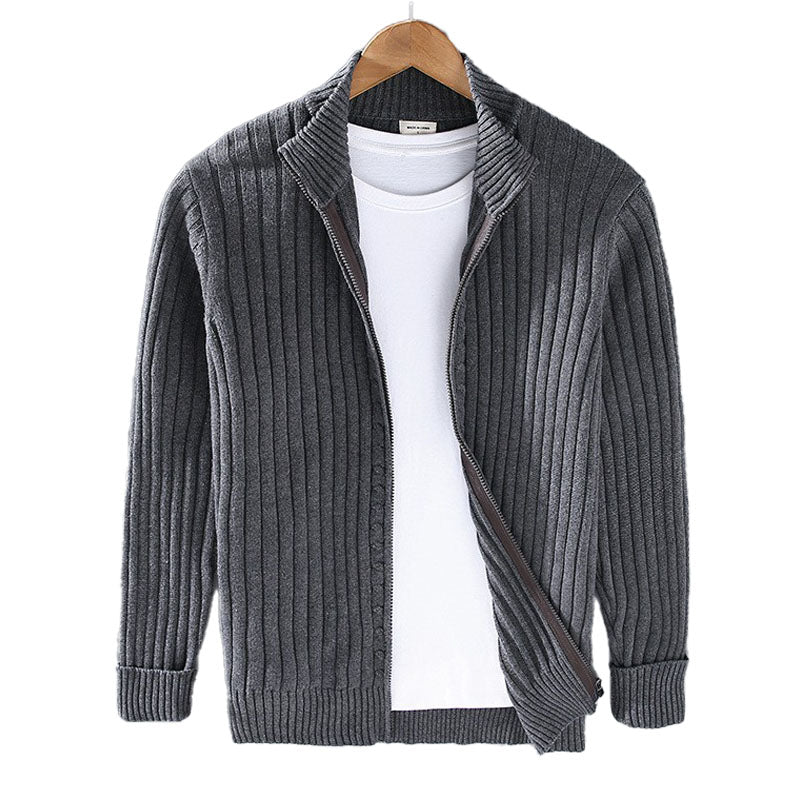 Herren Strickjacke mit Reißverschluss – Strukturierter Cardigan