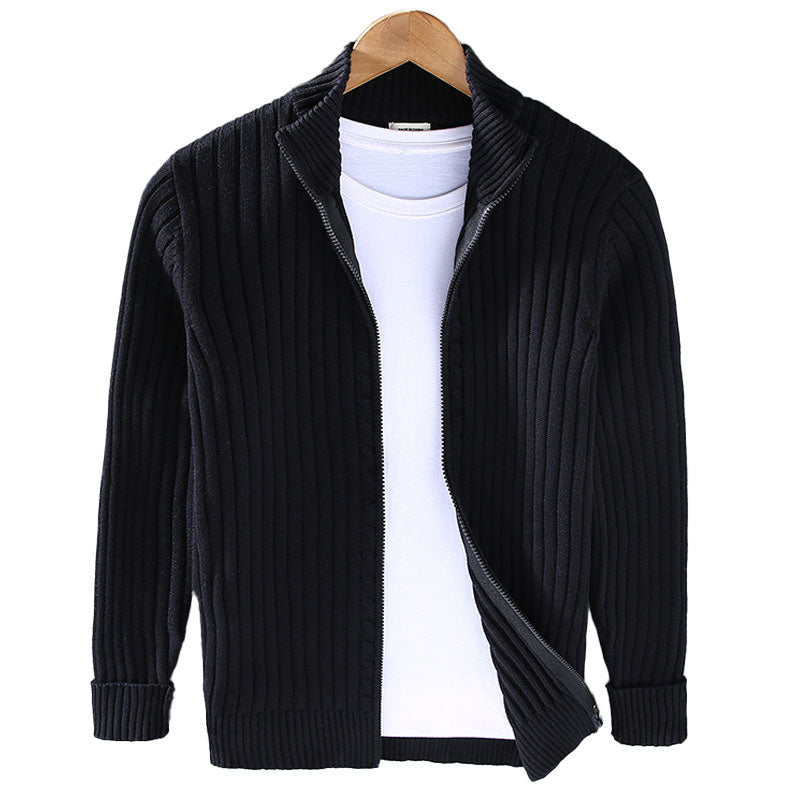 Herren Strickjacke mit Reißverschluss – Strukturierter Cardigan