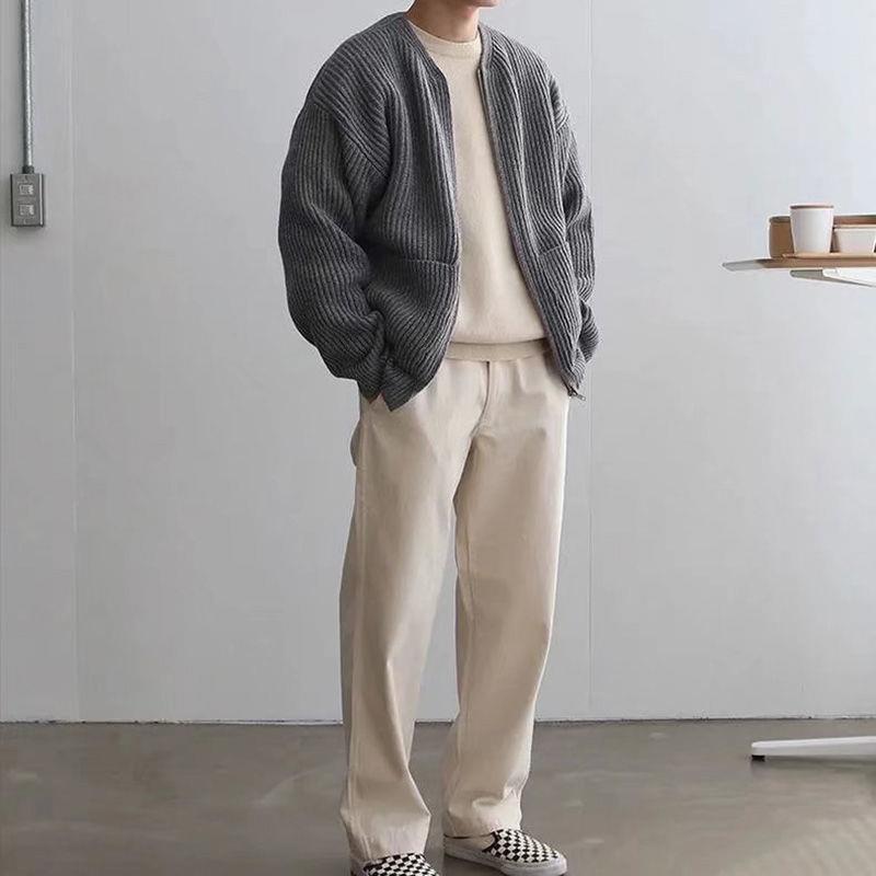 Herren Strickjacke – Offen Geschnitten aus Strickmischung