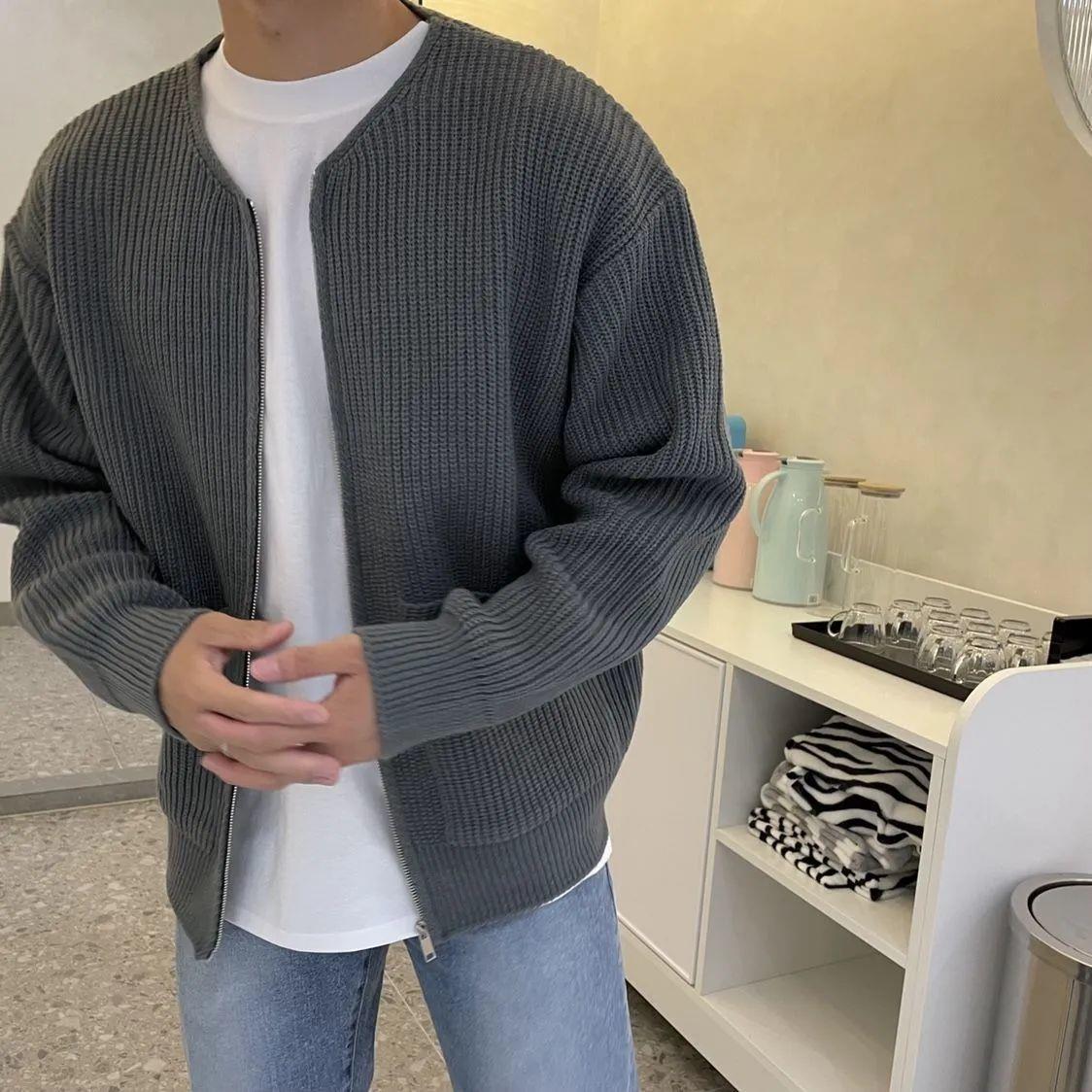 Herren Strickjacke – Offen Geschnitten aus Strickmischung