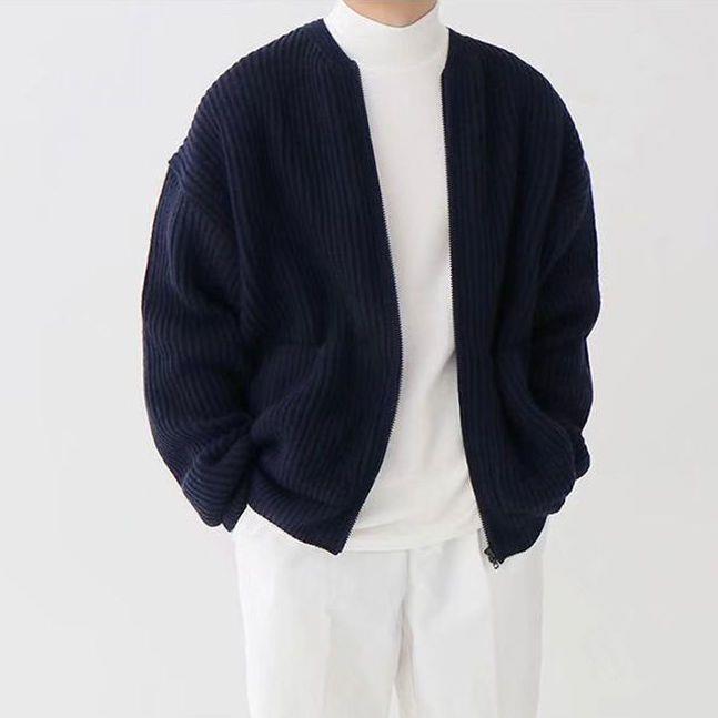 Herren Strickjacke – Offen Geschnitten aus Strickmischung