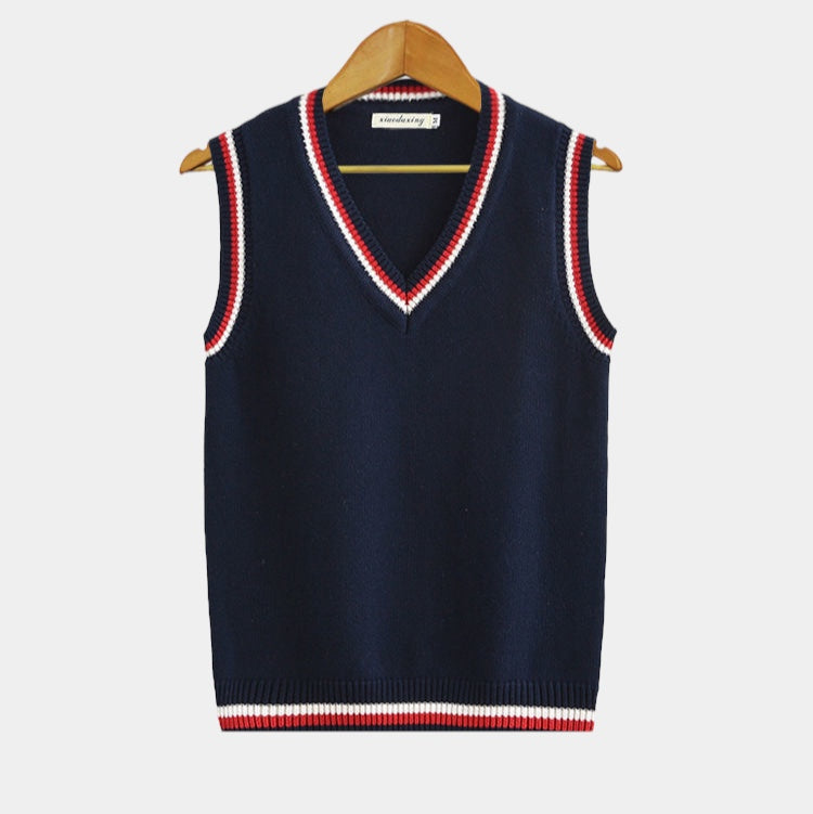Men's knitted vest – Sleeveless pullover in old money style