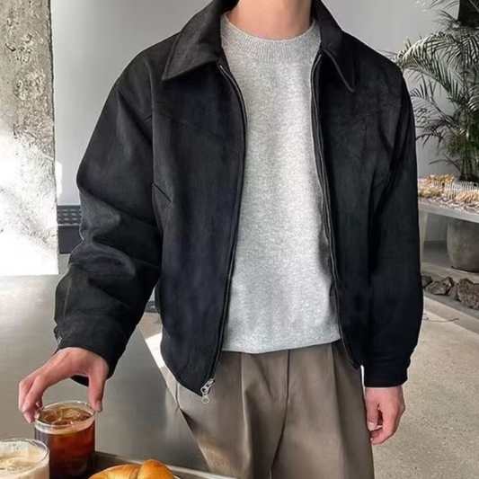 Herren Wildlederjacke mit Reißverschluss – Klassisch & Zeitlos