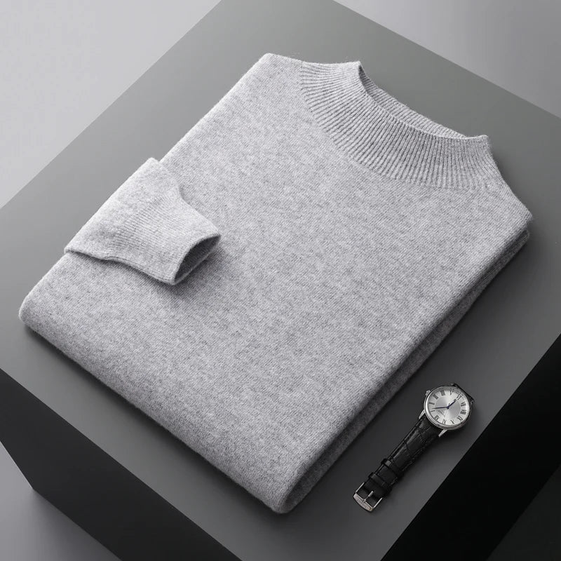Men's wool sweater – premium knit with crew neck