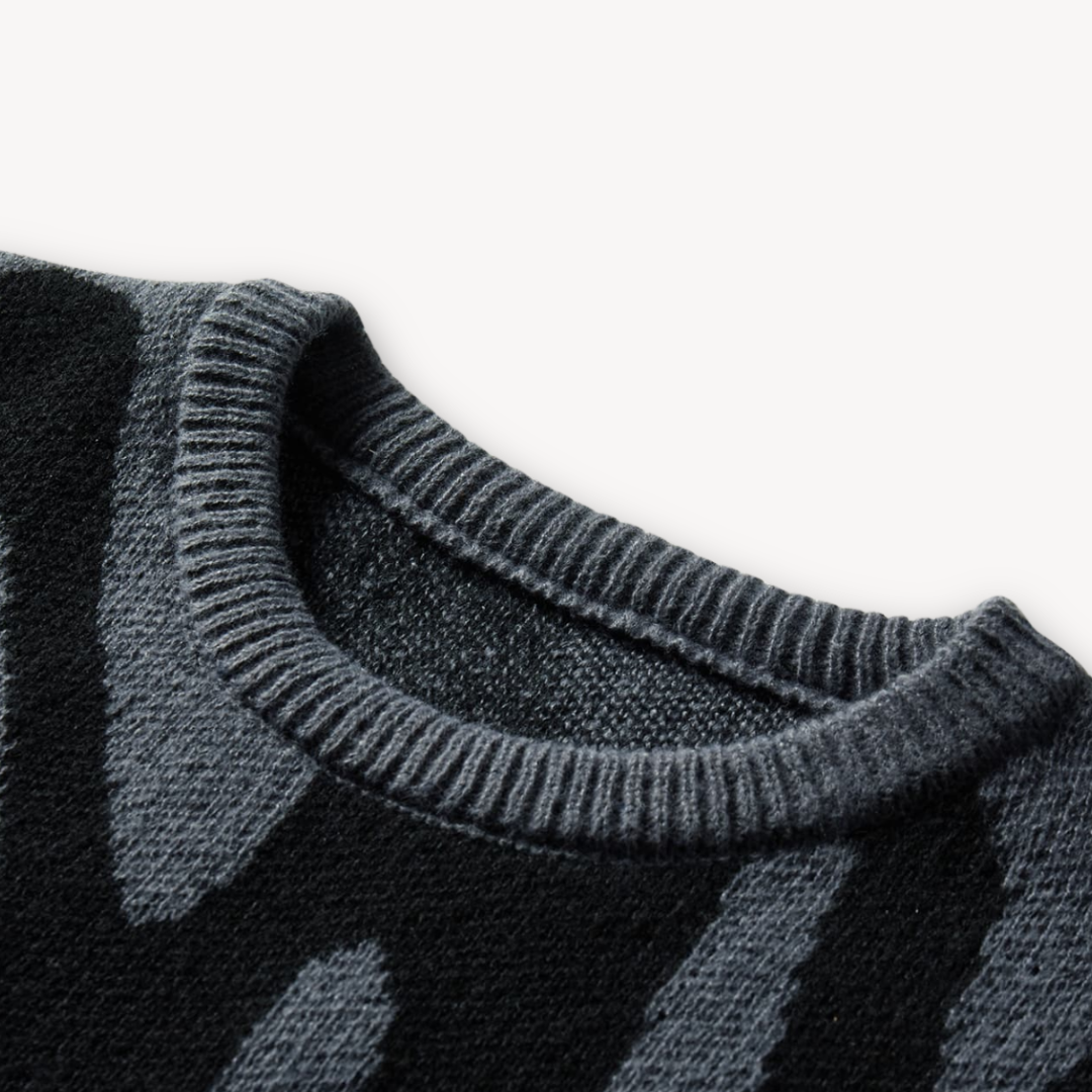 Herren Wollpullover – Strick mit Grafikmuster & Rundhals