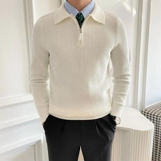 Herren Zippullover mit V-Kragen – Eleganter Old Money Stil