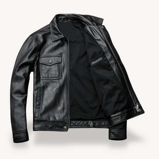Lederjacke Herren – Klassische Jacke mit Taschen für Freizeit & Alltag