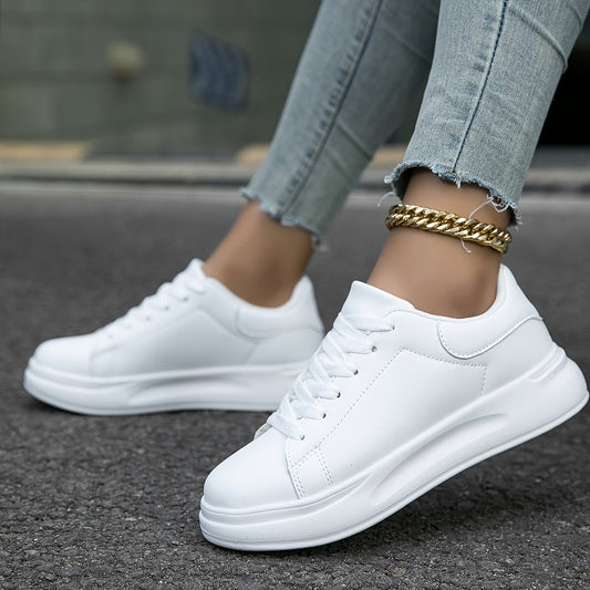 Sneaker Damen weiß – Kunstleder Low-Top Schuhe für Alltag & Freizeit