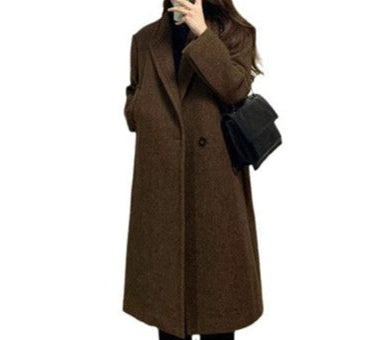 Women's wool coat – tailored, double-breasted & long with pockets