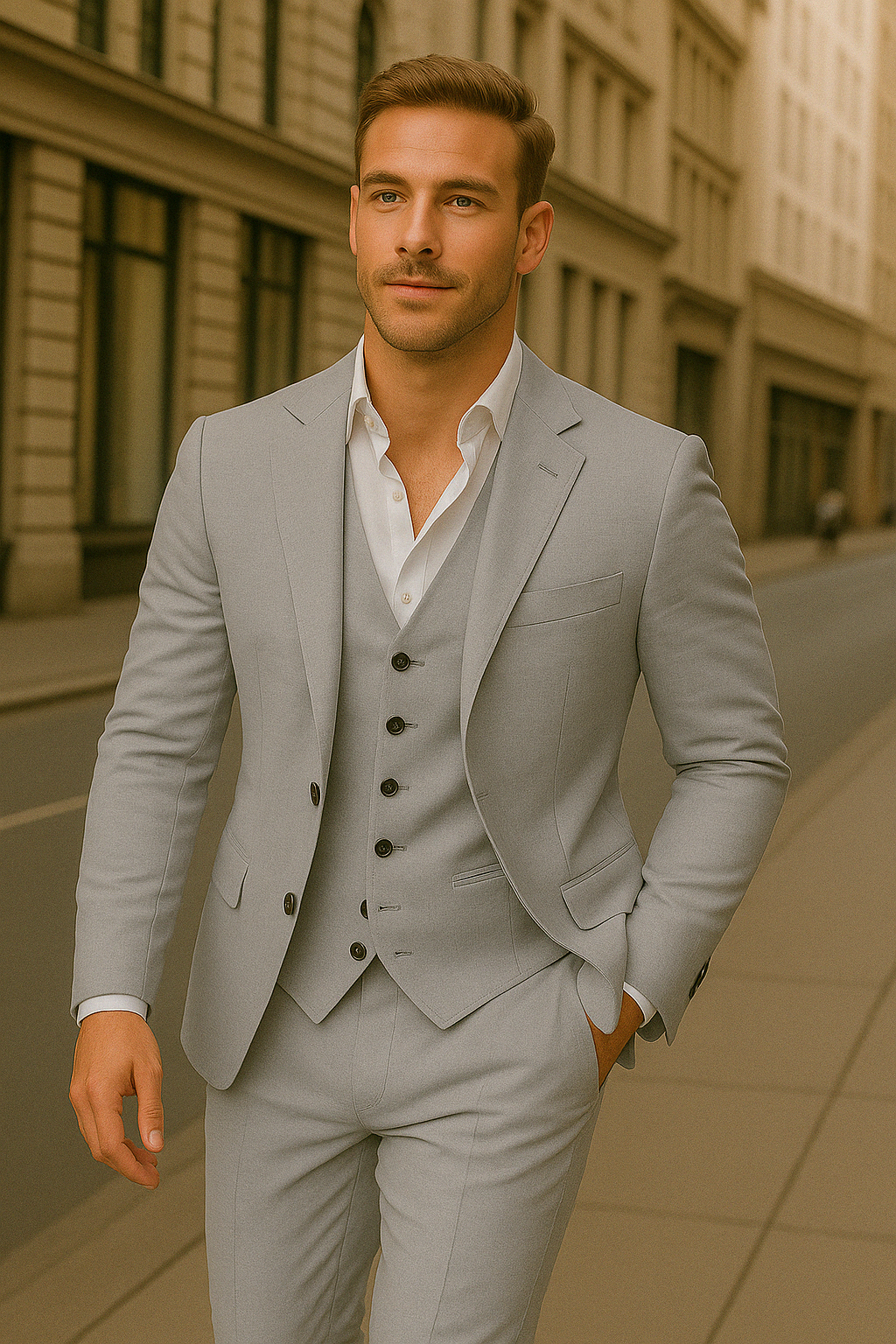 Dreiteiliges Leinen-Set für Herren: Blazer, Weste und Hose | Leicht, atmungsaktiv & stilvoll