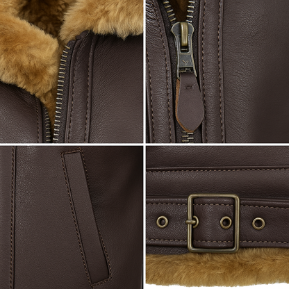 Herren Lederjacke mit Fellfutter – Warme Echtleder Jacke für Winter