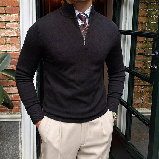 Herren Half-Zip Pullover – Klassischer Strickpullover mit Reißverschluss