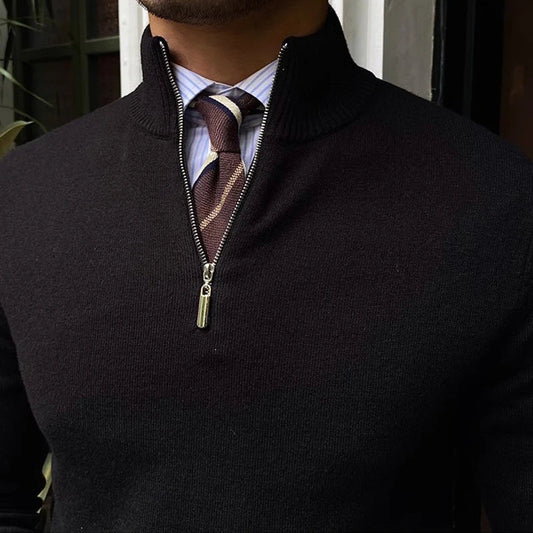 Herren Half-Zip Pullover – Klassischer Strickpullover mit Reißverschluss