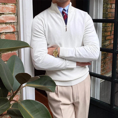 Herren Half-Zip Pullover – Klassischer Strickpullover mit Reißverschluss