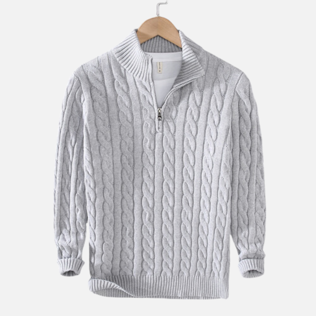 Herren Half-Zip Strickpullover – Hochwertiger Halbzippullover aus Baumwolle