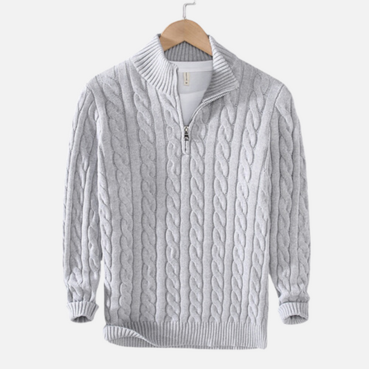 Herren Half-Zip Strickpullover – Hochwertiger Halbzippullover aus Baumwolle