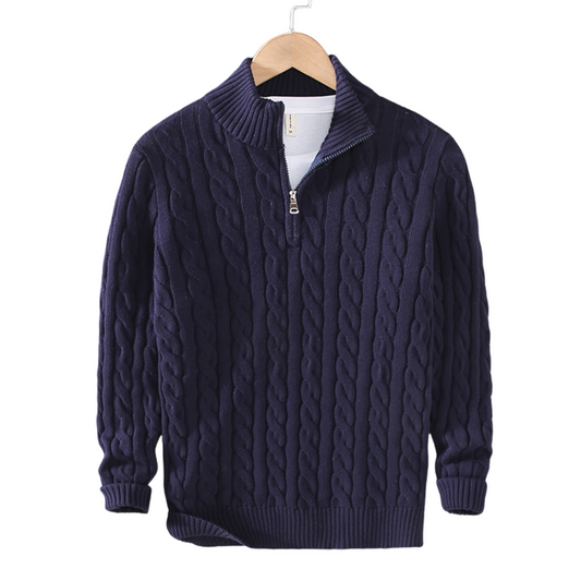 Herren Half-Zip Strickpullover – Hochwertiger Halbzippullover aus Baumwolle