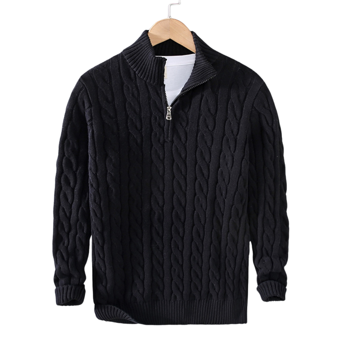 Herren Half-Zip Strickpullover – Hochwertiger Halbzippullover aus Baumwolle