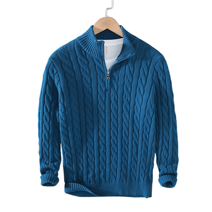 Herren Half-Zip Strickpullover – Hochwertiger Halbzippullover aus Baumwolle