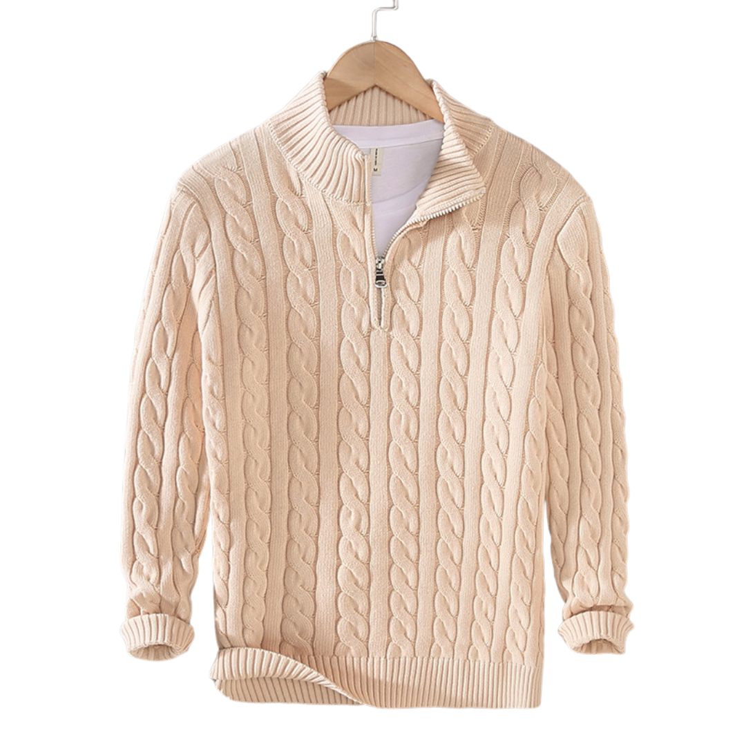 Herren Half-Zip Strickpullover – Hochwertiger Halbzippullover aus Baumwolle