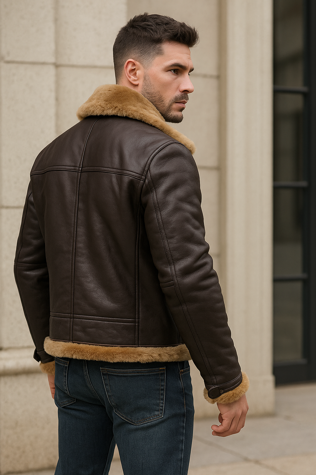 Herren Lederjacke mit Fellfutter – Warme Echtleder Jacke für Winter