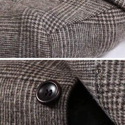 Herren Woll Trenchcoat Kariert – Langer Mantel im klassischen Karo-Design
