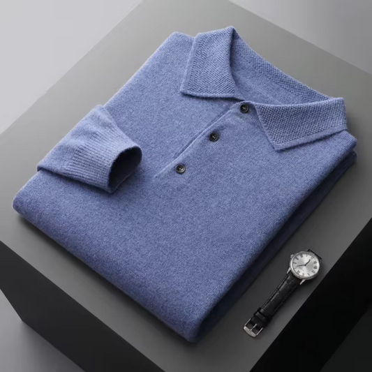 Herren Wollpolo Pullover – Strickpullover mit Polokragen
