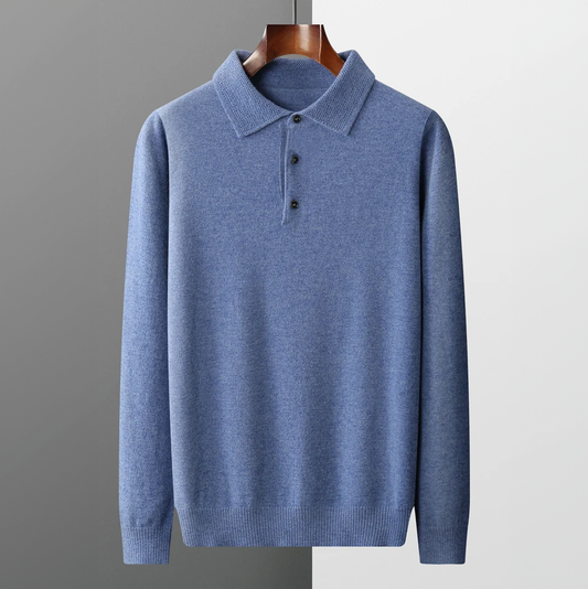 Herren Wollpolo Pullover – Strickpullover mit Polokragen