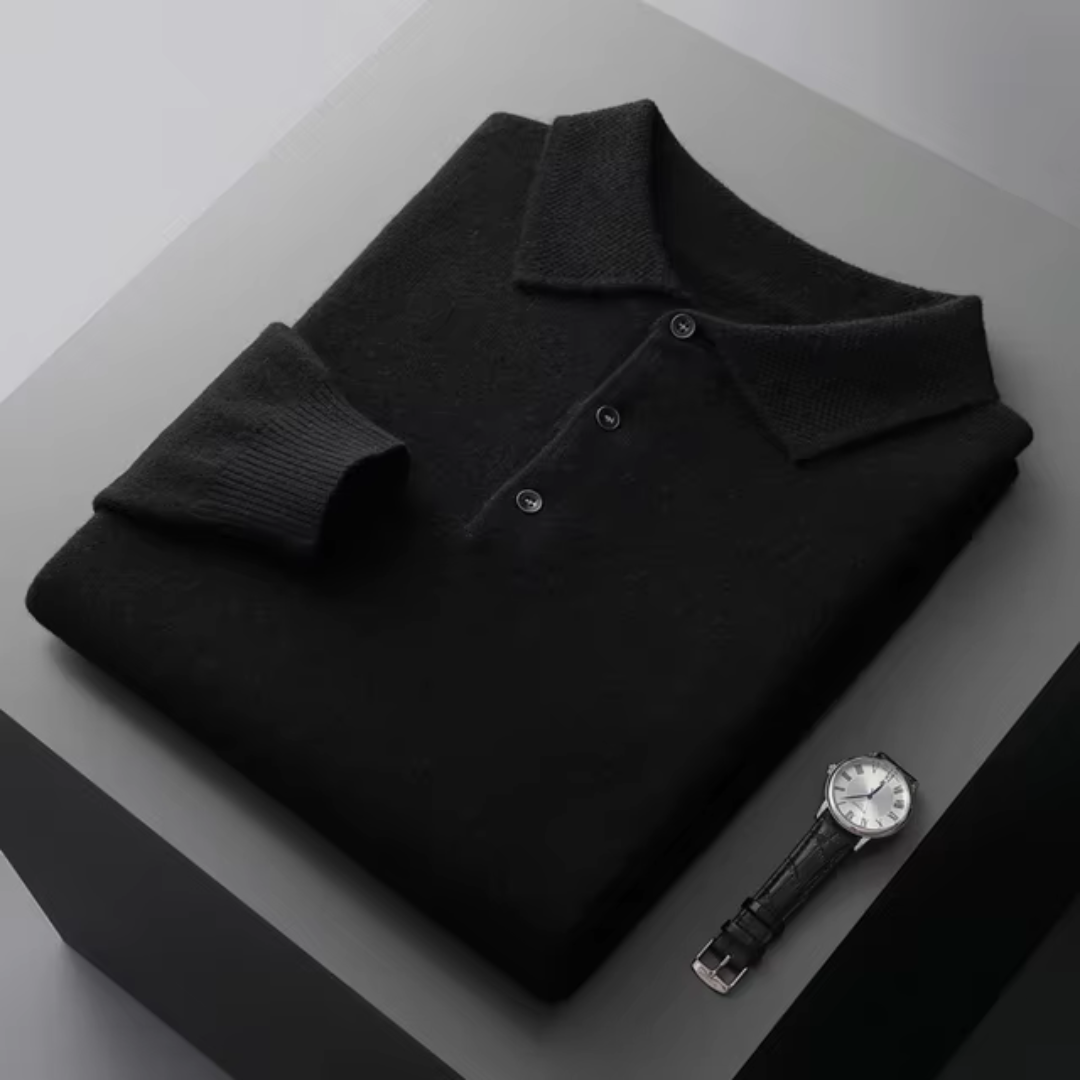 Herren Wollpolo Pullover – Strickpullover mit Polokragen