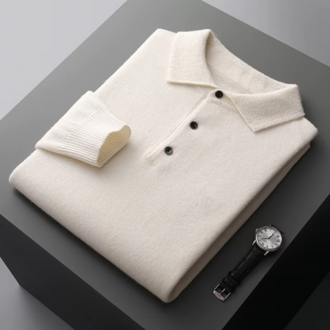Herren Wollpolo Pullover – Strickpullover mit Polokragen