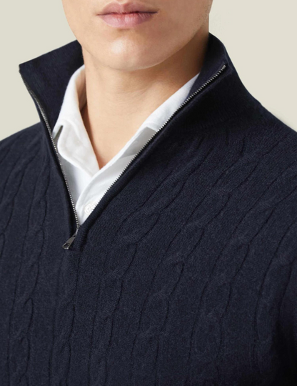 Herren Zopfmuster Strickjacke mit Reißverschluss – Warmer Pullover