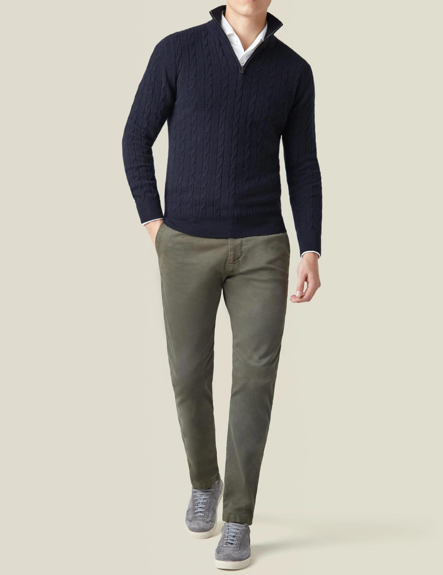 Herren Zopfmuster Strickjacke mit Reißverschluss – Warmer Pullover