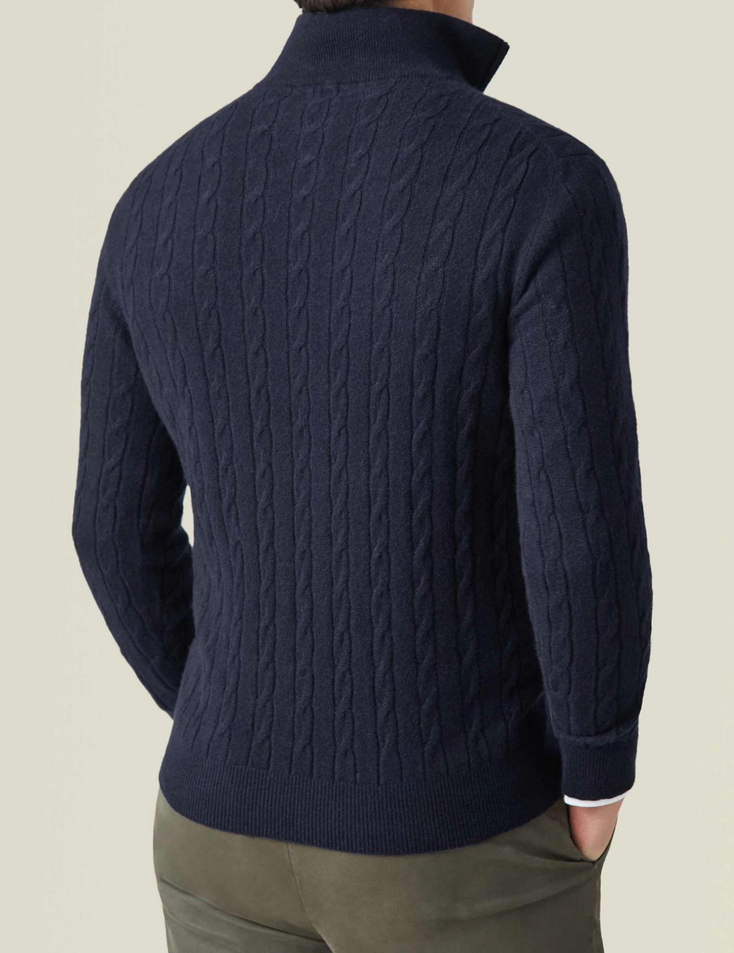 Herren Zopfmuster Strickjacke mit Reißverschluss – Warmer Pullover