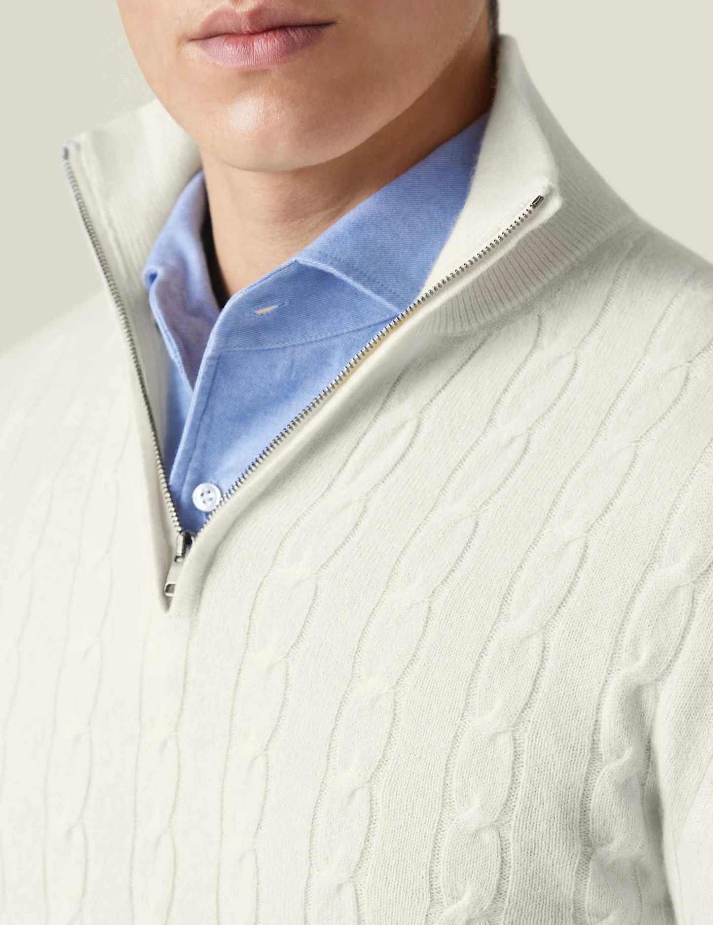 Herren Zopfmuster Strickjacke mit Reißverschluss – Warmer Pullover
