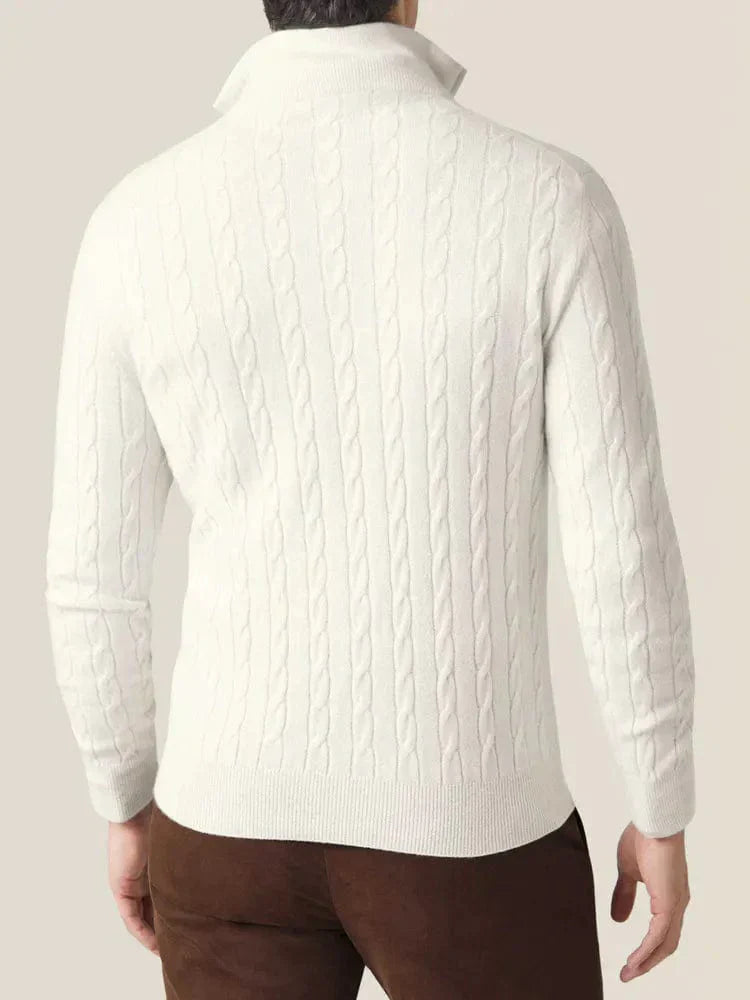 Herren Zopfmuster Strickjacke mit Reißverschluss – Warmer Pullover