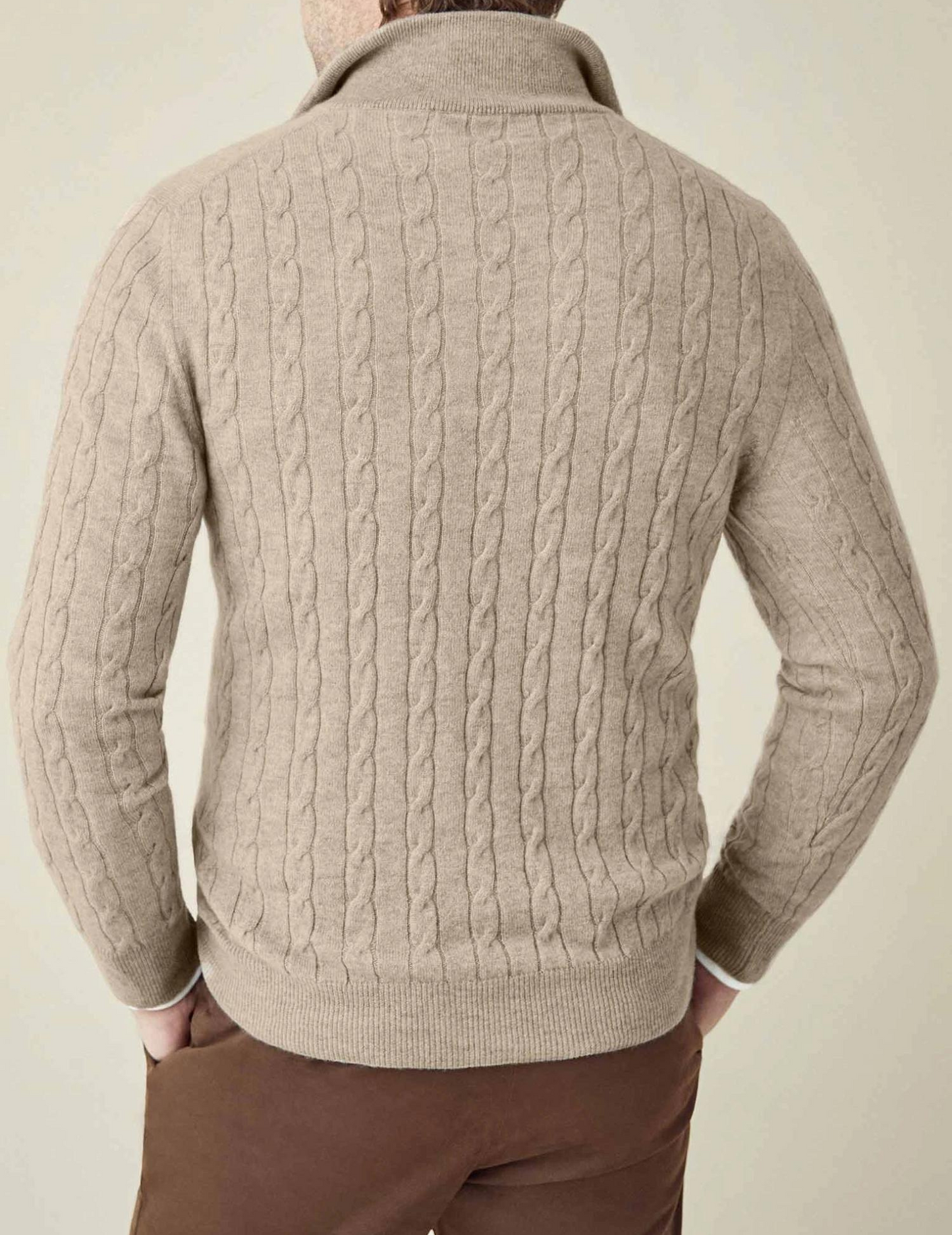 Herren Zopfmuster Strickjacke mit Reißverschluss – Warmer Pullover