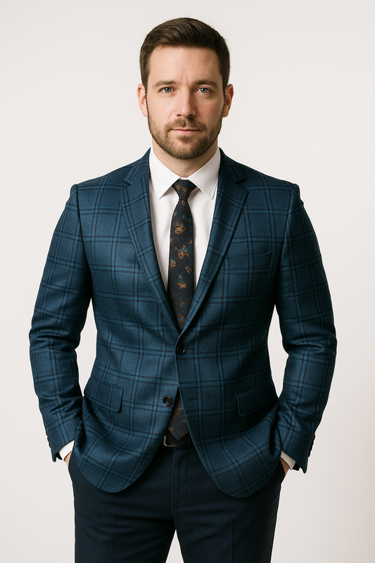 Sven | Herrenblazer mit Karomuster und schmalem Schnitt für elegante Auftritte
