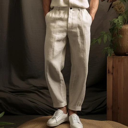 Alfons Herren Leinenhose | Luftige Sommerhose mit regulärer Passform