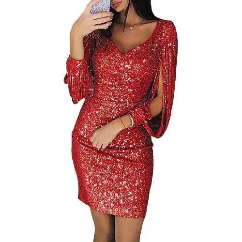 Anika | Elegantes Damen Pailletten-Midi-Kleid | Glamourös, figurbetont & stilvoll