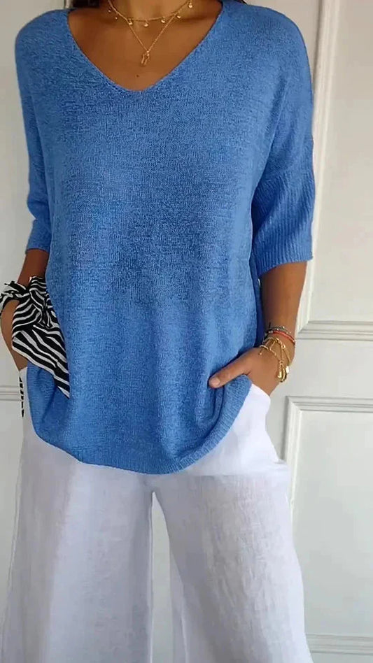 Comfortable Women's Knit Top with V-Neck Chiara